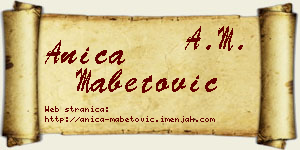 Anica Mabetović vizit kartica